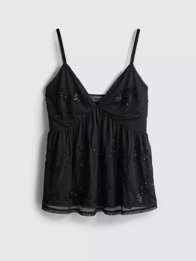 Top ve stylu babydoll s korálky od Pauly Echevarría