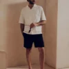 Vyšívaná bavlněná košile s kraťasy s krátkými rukávy